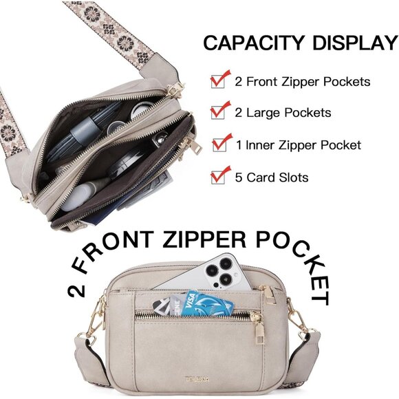 Telena Women Grey Trendy Vegan Leather Shoulder Handbags With Adjustable Strap - Picture 5 of 7